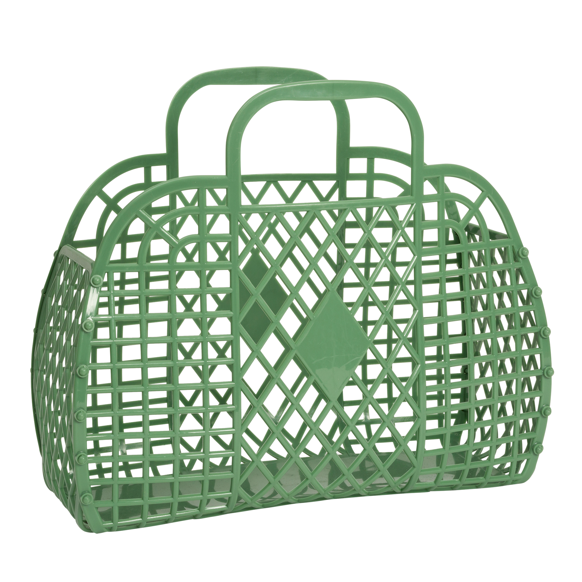 Large Olive Green Retro Jelly Basket Bag