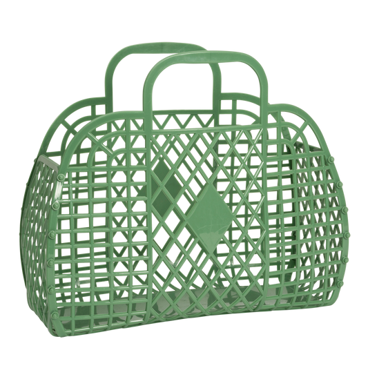 Large Olive Green Retro Jelly Basket Bag