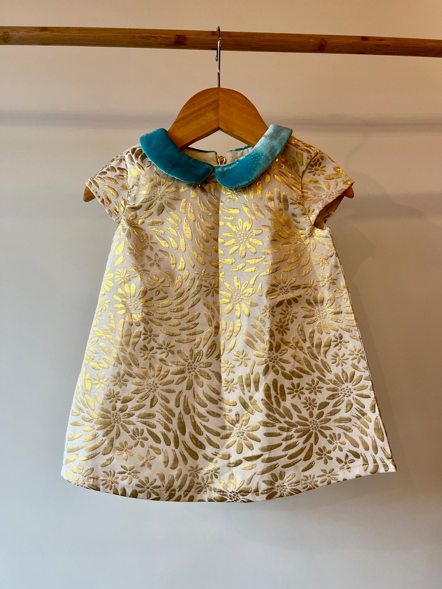 Margherite, Gold and Cream Brocade Party Dress, 6 - 9 Months