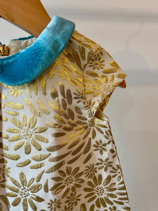 Margherite, Gold and Cream Brocade Party Dress, 6 - 9 Months