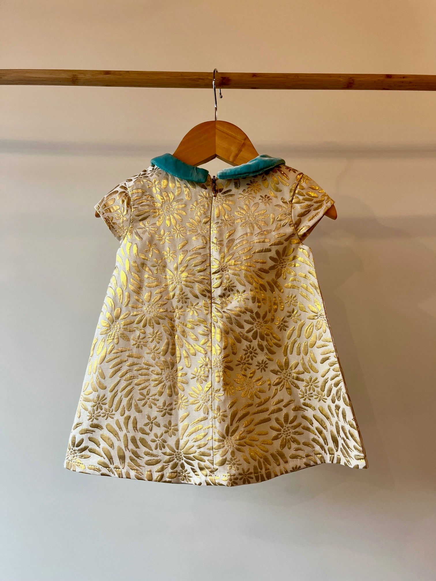 Margherite, Gold and Cream Brocade Party Dress, 6 - 9 Months