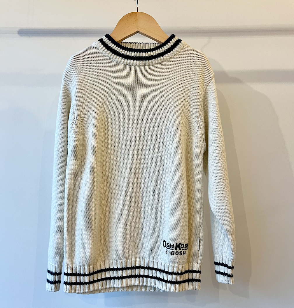 OshKosh B'Gosh, White Cricket Jumper, 6 - 7 years
