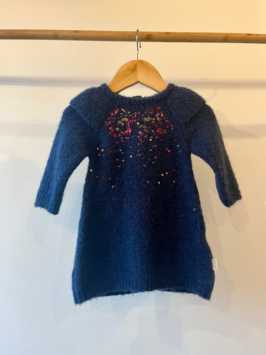 Marc Jacobs, Navy Wool Dress with Sequin detail, 6 - 9 Months