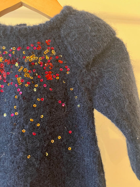 Marc Jacobs, Navy Wool Dress with Sequin detail, 6 - 9 Months