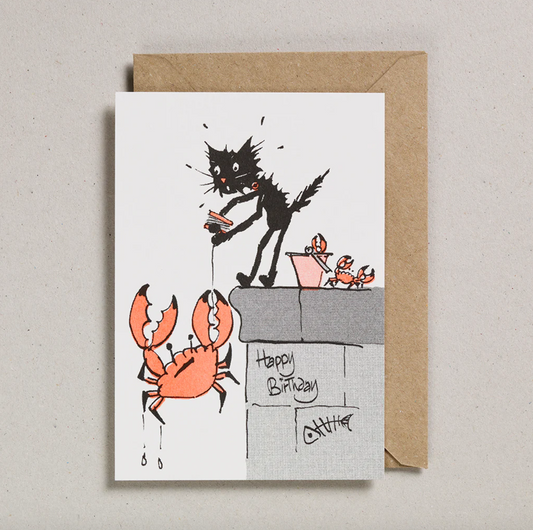 Rascals Crabbing Cat Birthday Card