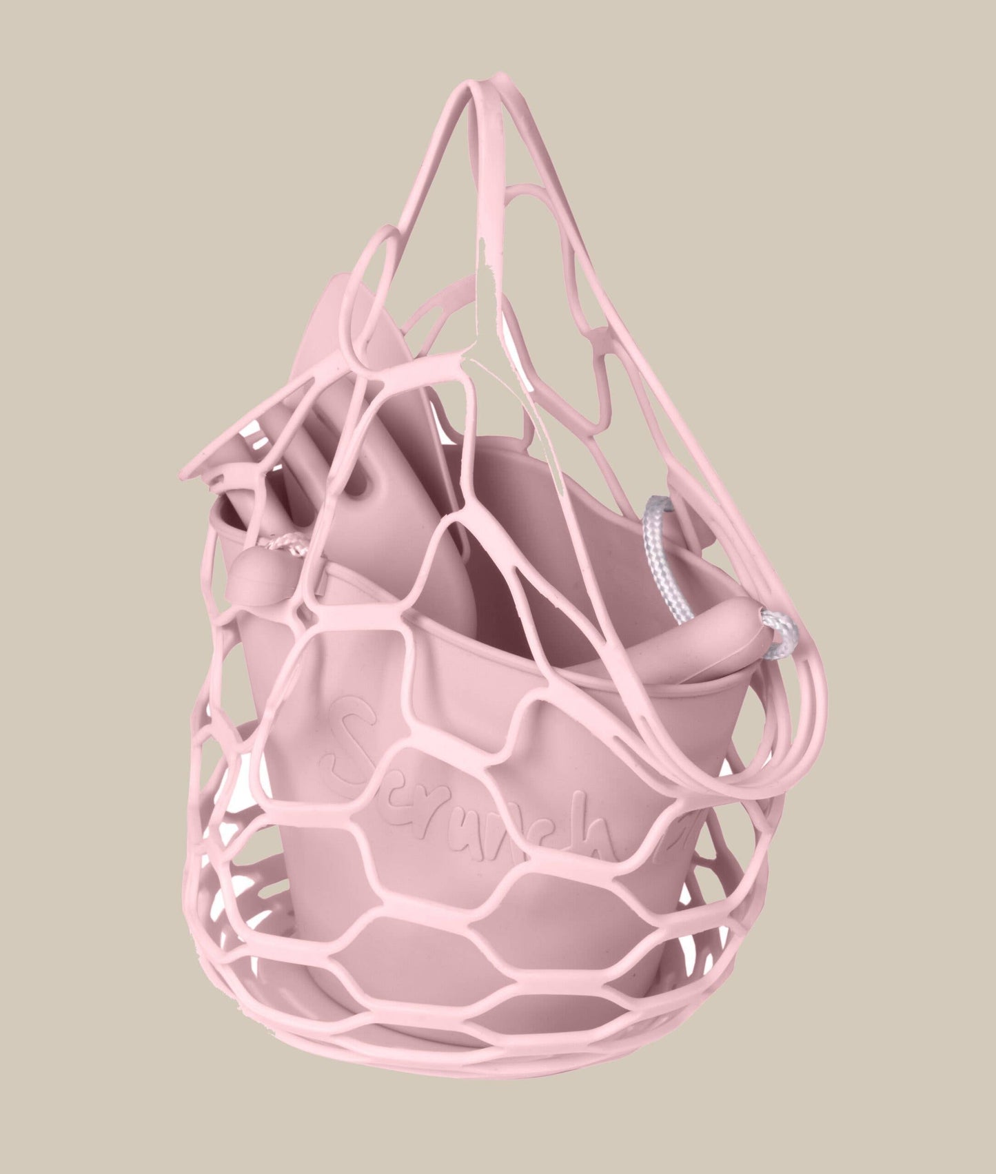 Scrunch, Rose Pink Silicone Bucket, Spade and Collapsible Bag Set