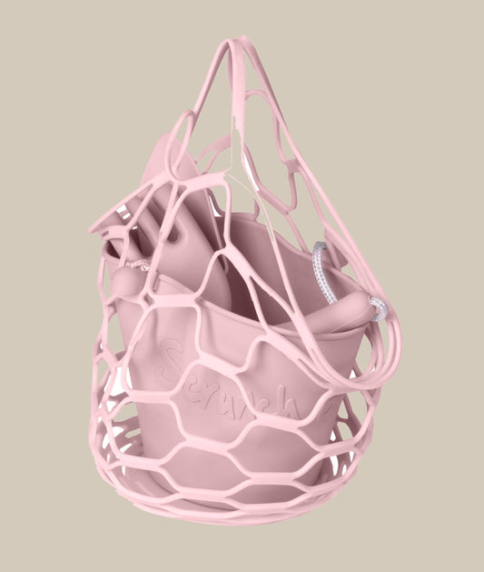 Scrunch, Rose Pink Silicone Bucket, Spade and Collapsible Bag Set
