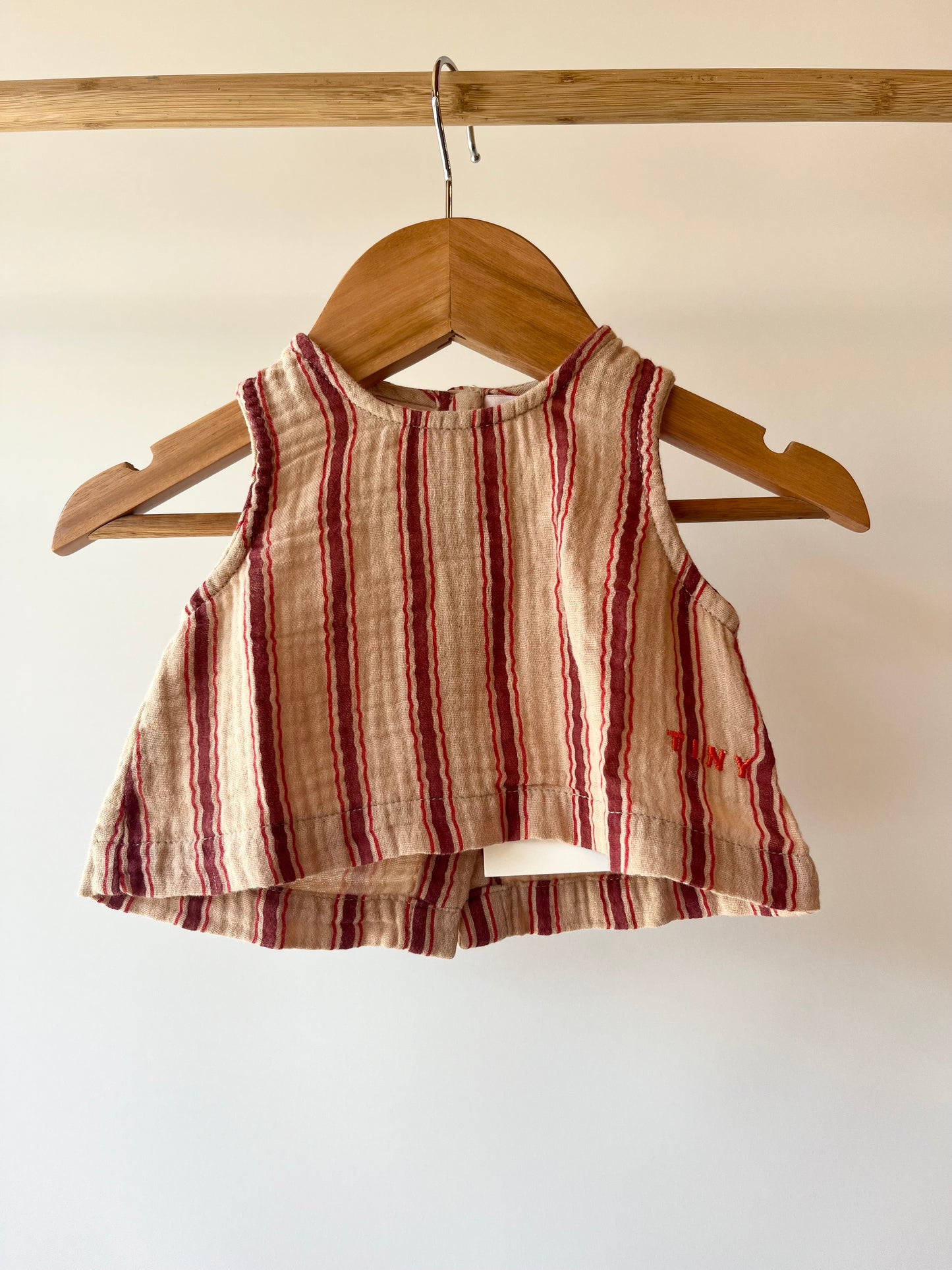 Tiny Cottons, Burgundy Striped Cotton Vest, 3 - 6 Months