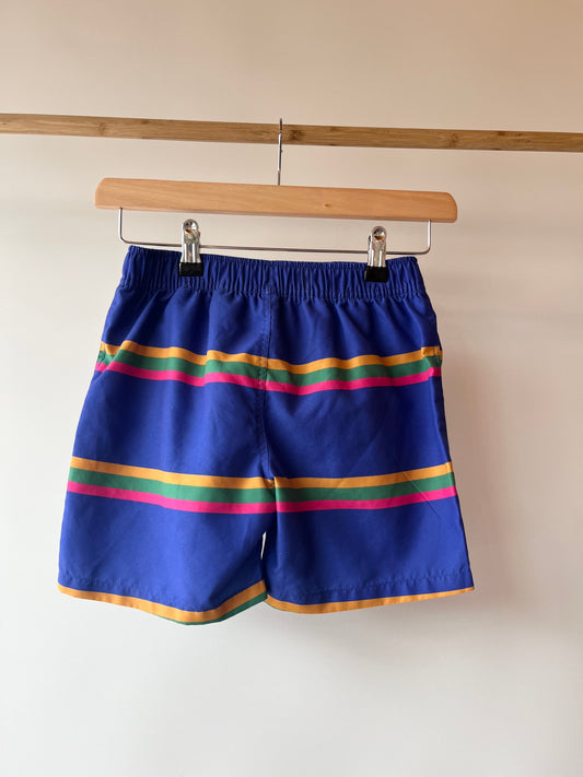 Mini Rodini, Purple and Multicolour Stripe Swim Shorts, 5 - 6 Years