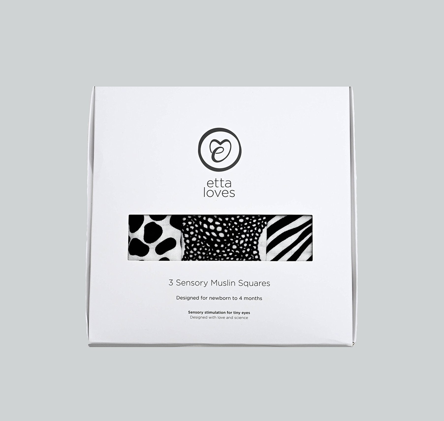 Set of Three Animal Print Sensory Muslin Squares