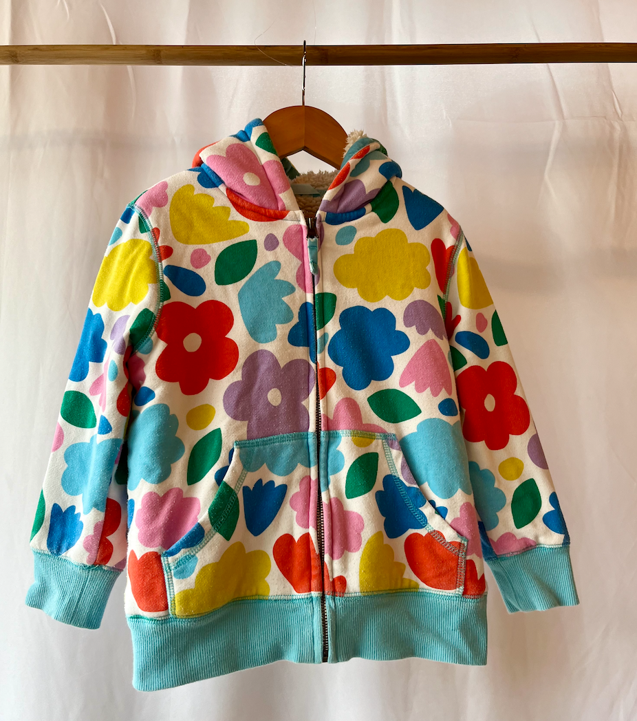 Mini Boden, Multi-coloured Floral Hooded Jumper, 6 - 7 Years
