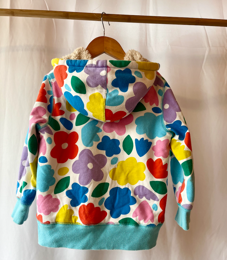 Mini Boden, Multi-coloured Floral Hooded Jumper, 6 - 7 Years