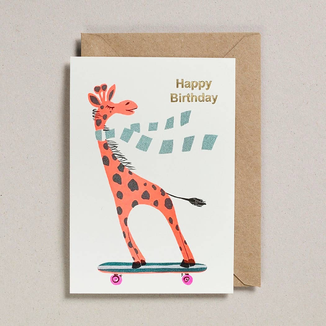 Petra Boase Cards Skateboarding Giraffe Birthday Card