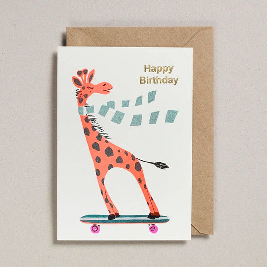 Petra Boase Cards Skateboarding Giraffe Birthday Card