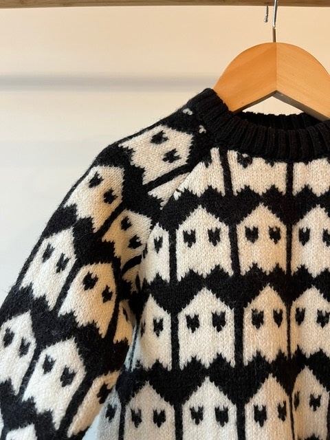 Zara, Black and White Knitted Ghost Sweater, 18 Months