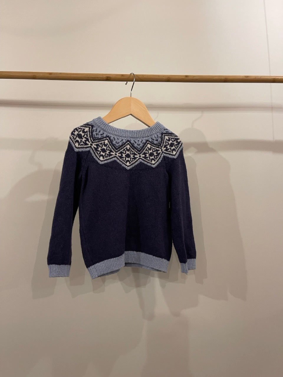 Little White Company, Navy and Light Blue Nordic Sweater, 2 - 3 Years