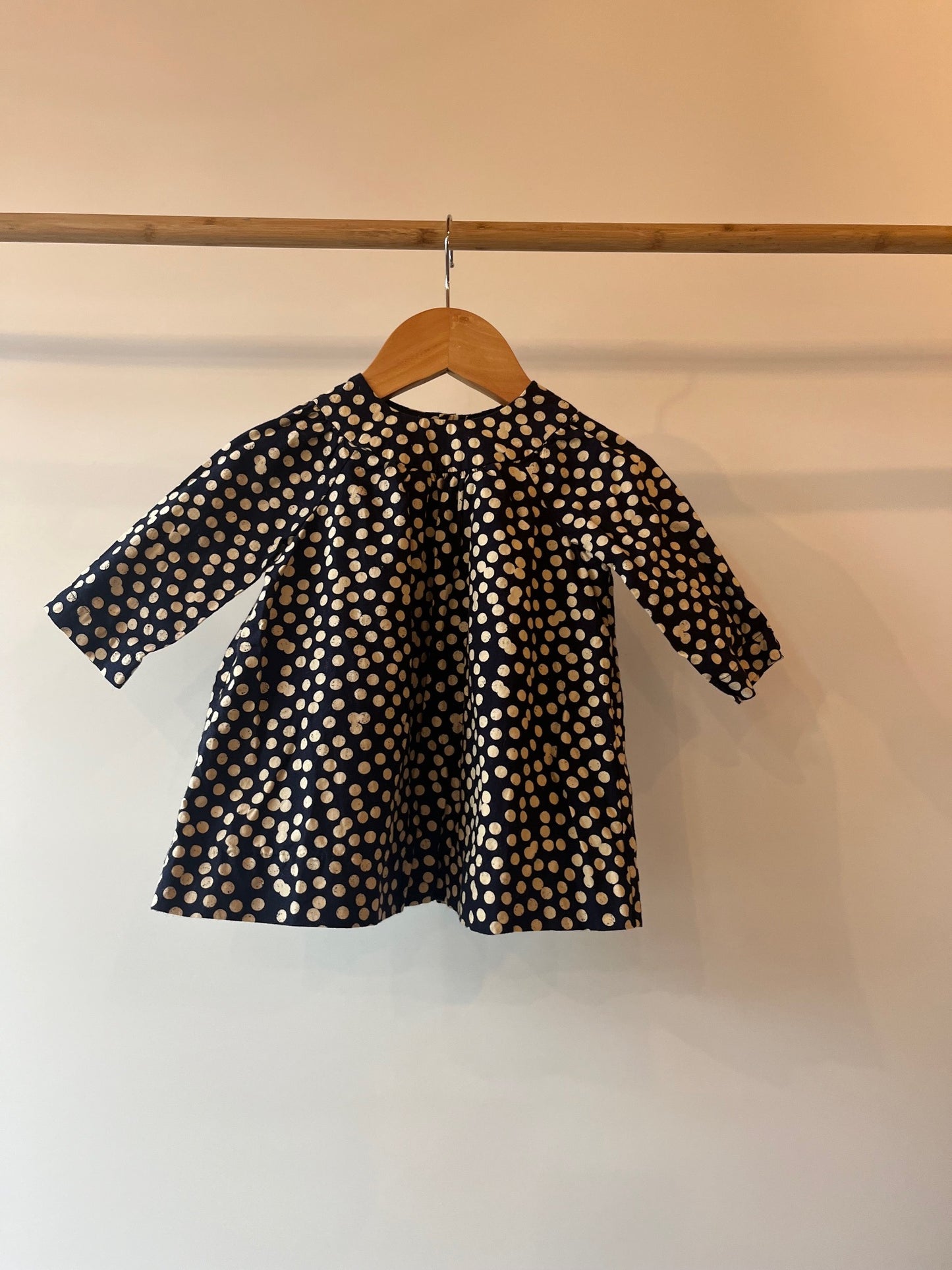 Bonpoint, Black and White Polka Dot Dress, 6 - 9 Months
