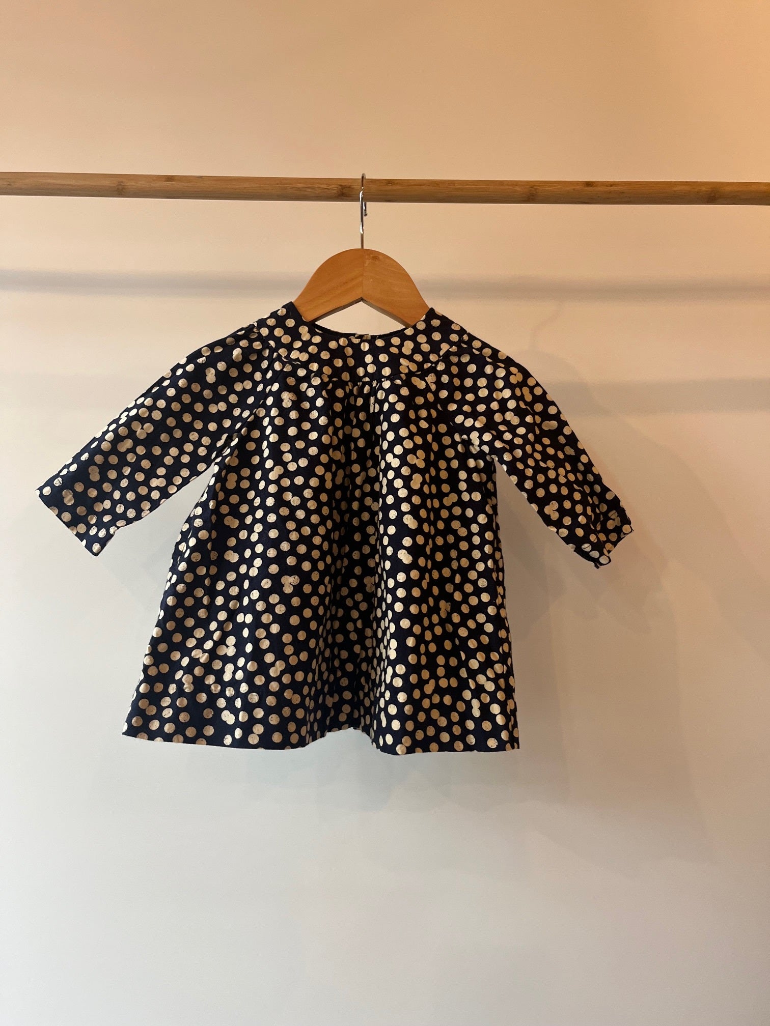 Bonpoint, Black and White Polka Dot Dress, 6 - 9 Months