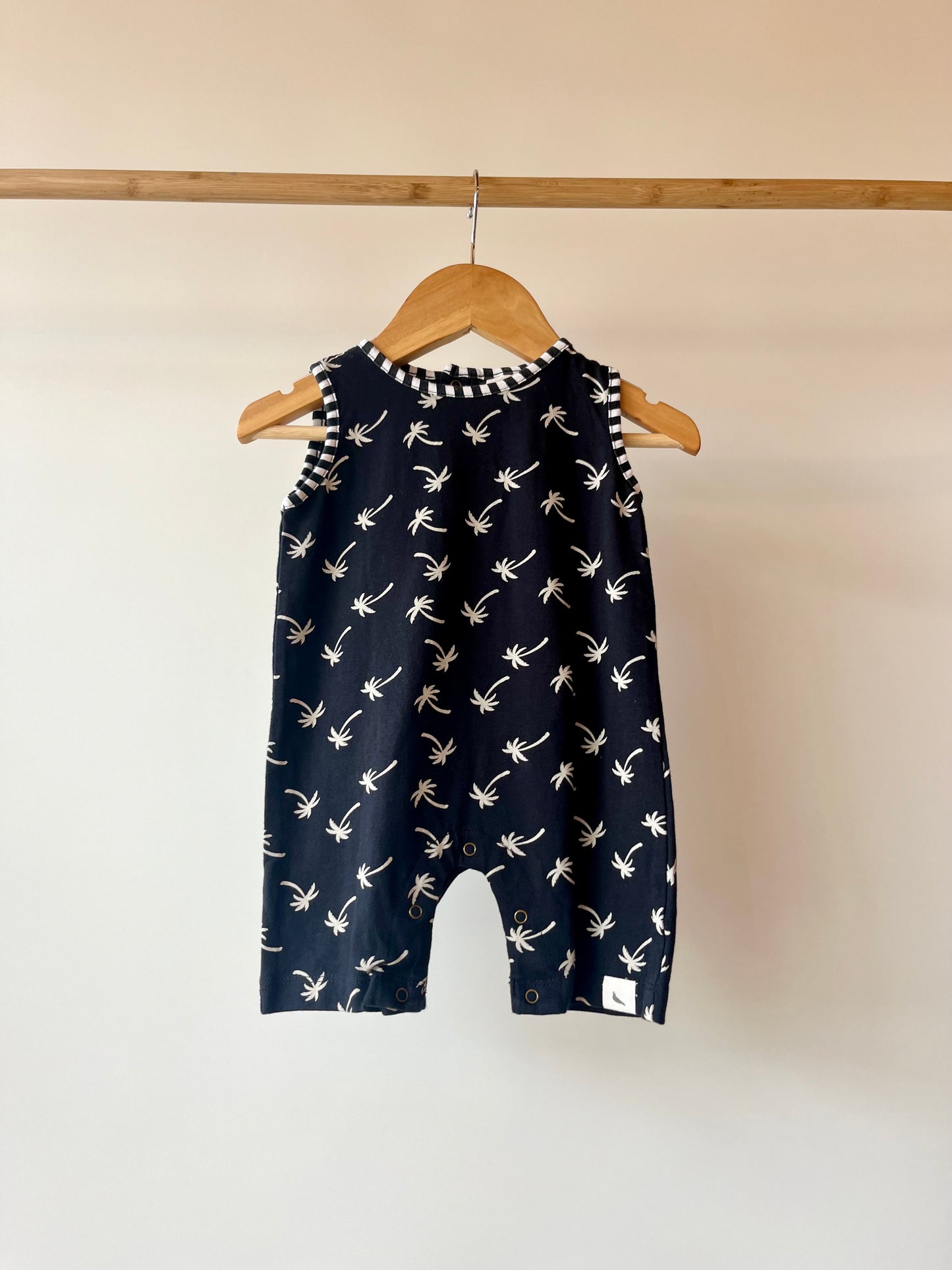 Turtledove, Black and White Palm Tree Romper, 3 - 6 Months