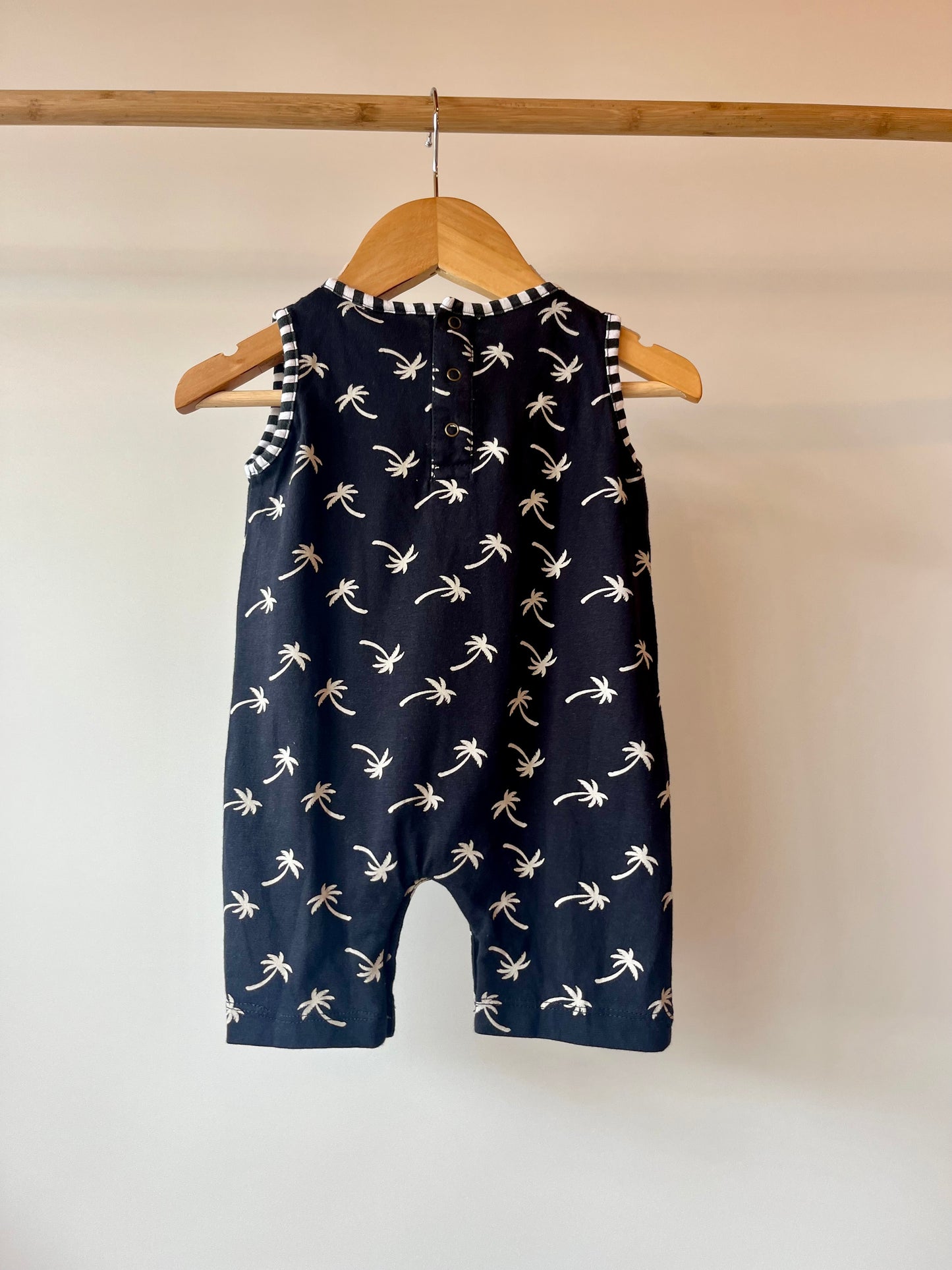 Turtledove, Black and White Palm Tree Romper, 3 - 6 Months