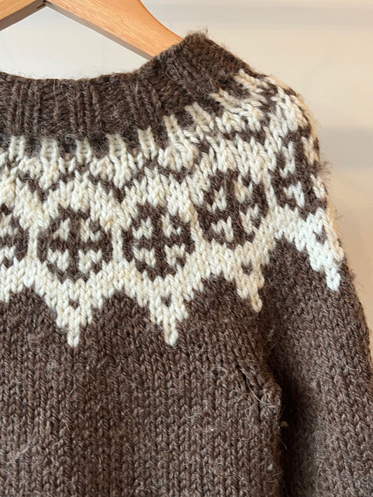 MorMor, Chocolate Brown and Cream Handknitted Jumper, 2 - 3 Years