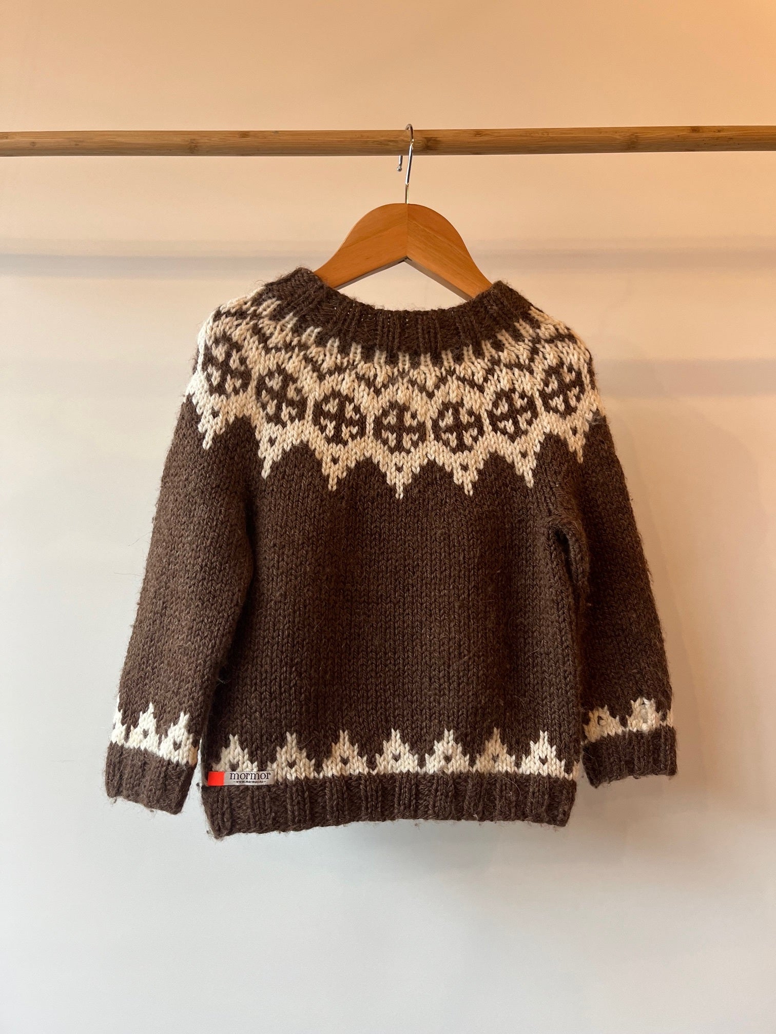 MorMor, Chocolate Brown and Cream Handknitted Jumper, 2 - 3 Years