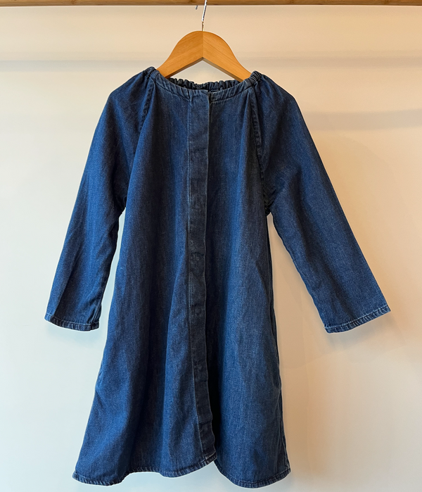 Cos, Denim Hidden-Closure Collarless Shirt Dress, 4 - 6 Years