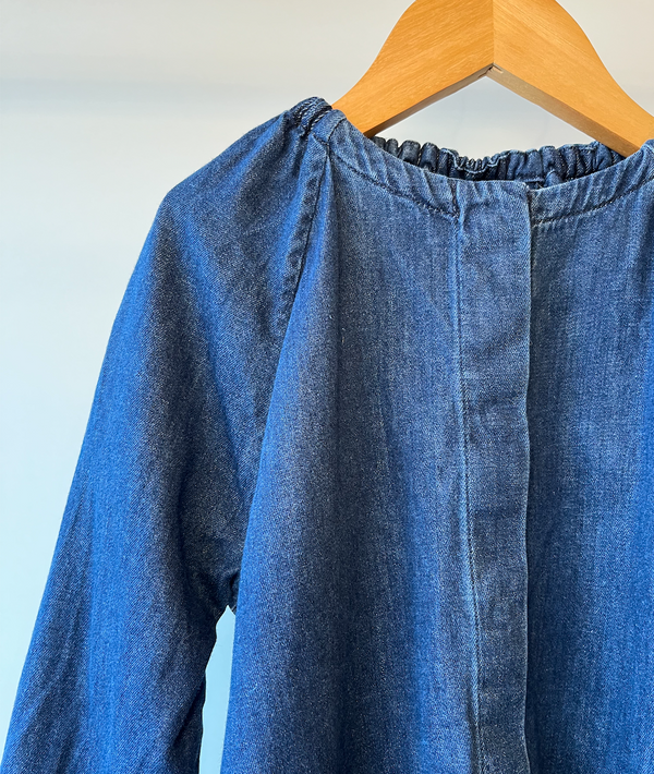 Cos, Denim Hidden-Closure Collarless Shirt Dress, 4 - 6 Years