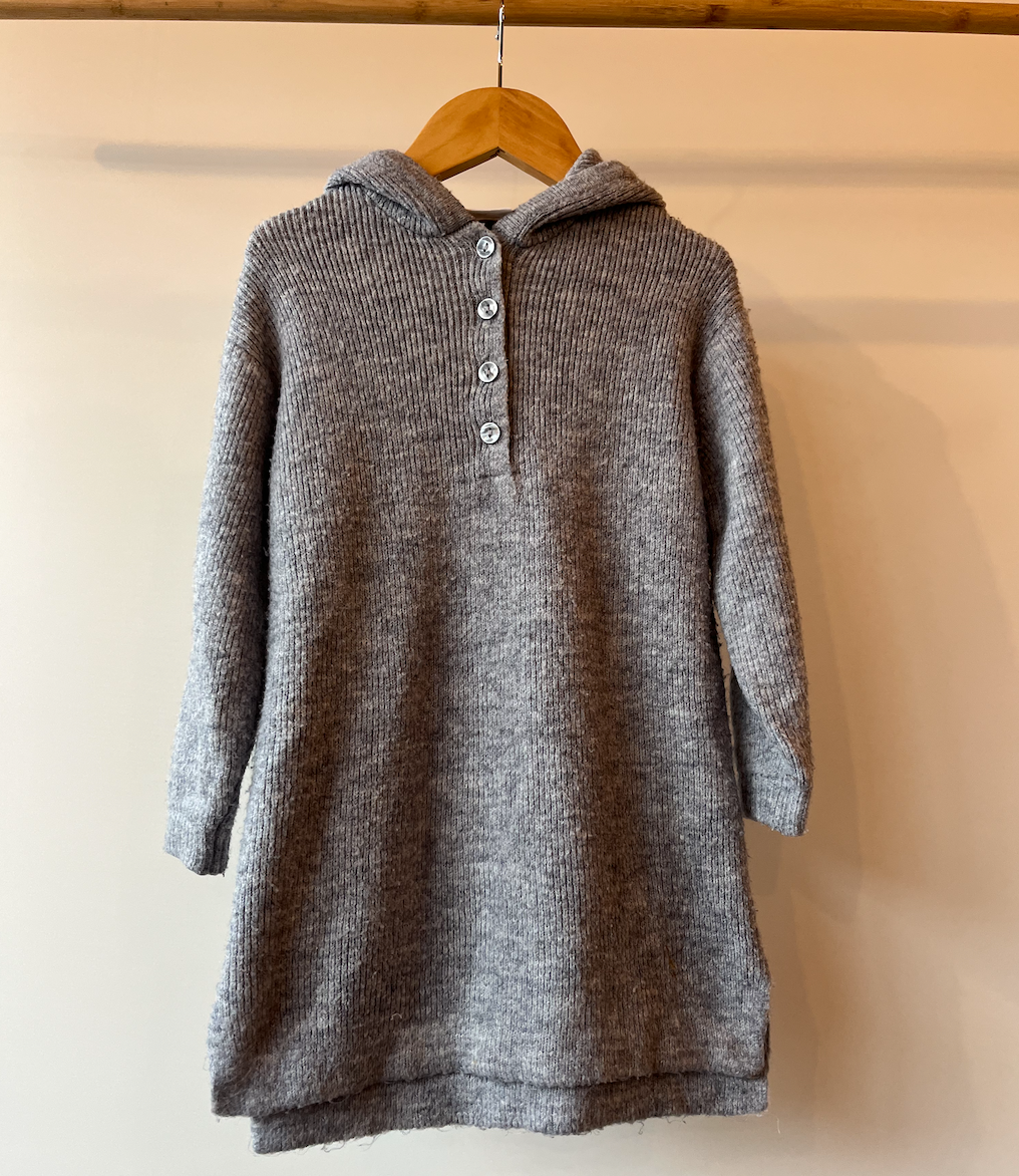 Zara, Grey Knitted Hooded Dress, 3 - 4 Years