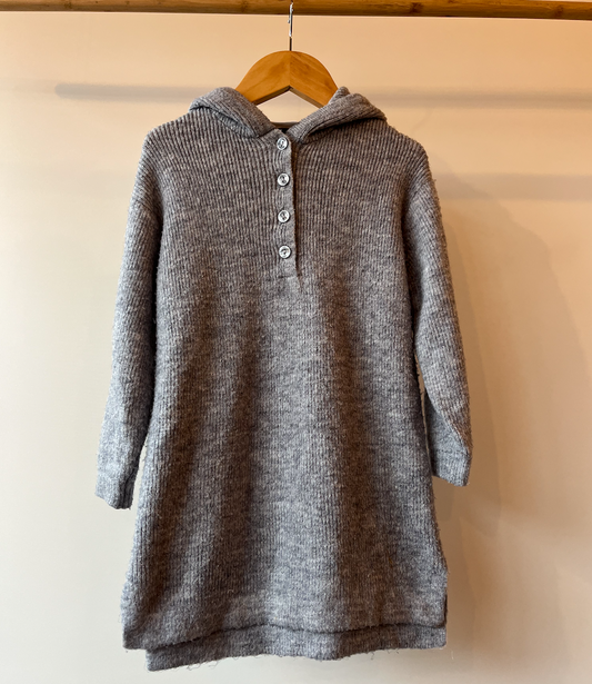 Zara, Grey Knitted Hooded Dress, 3 - 4 Years