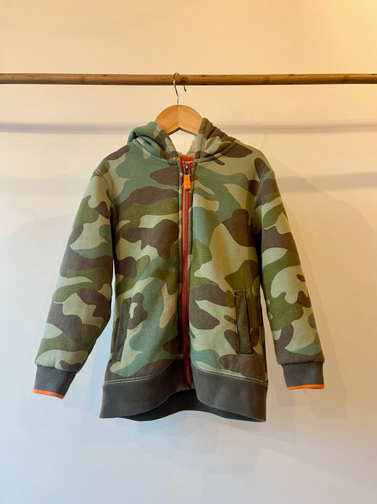 Mini Boden, Camouflage Shearling Hoody, 5 - 6 Years