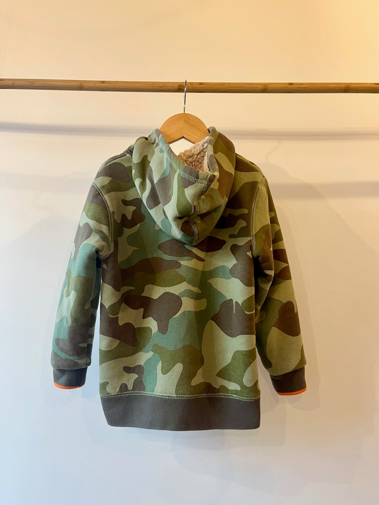 Mini Boden, Camouflage Shearling Hoody, 5 - 6 Years
