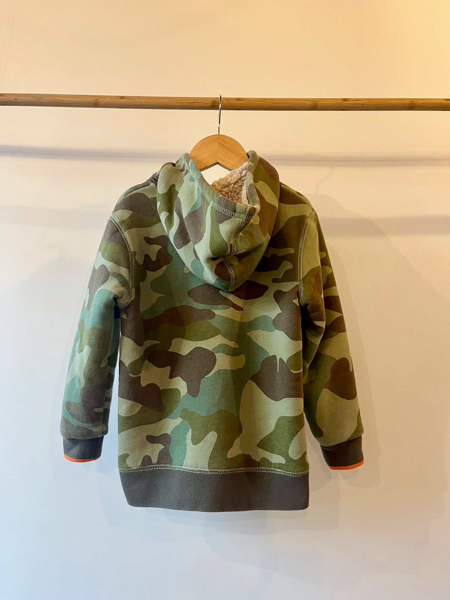 Mini Boden, Camouflage Shearling Hoody, 5 - 6 Years