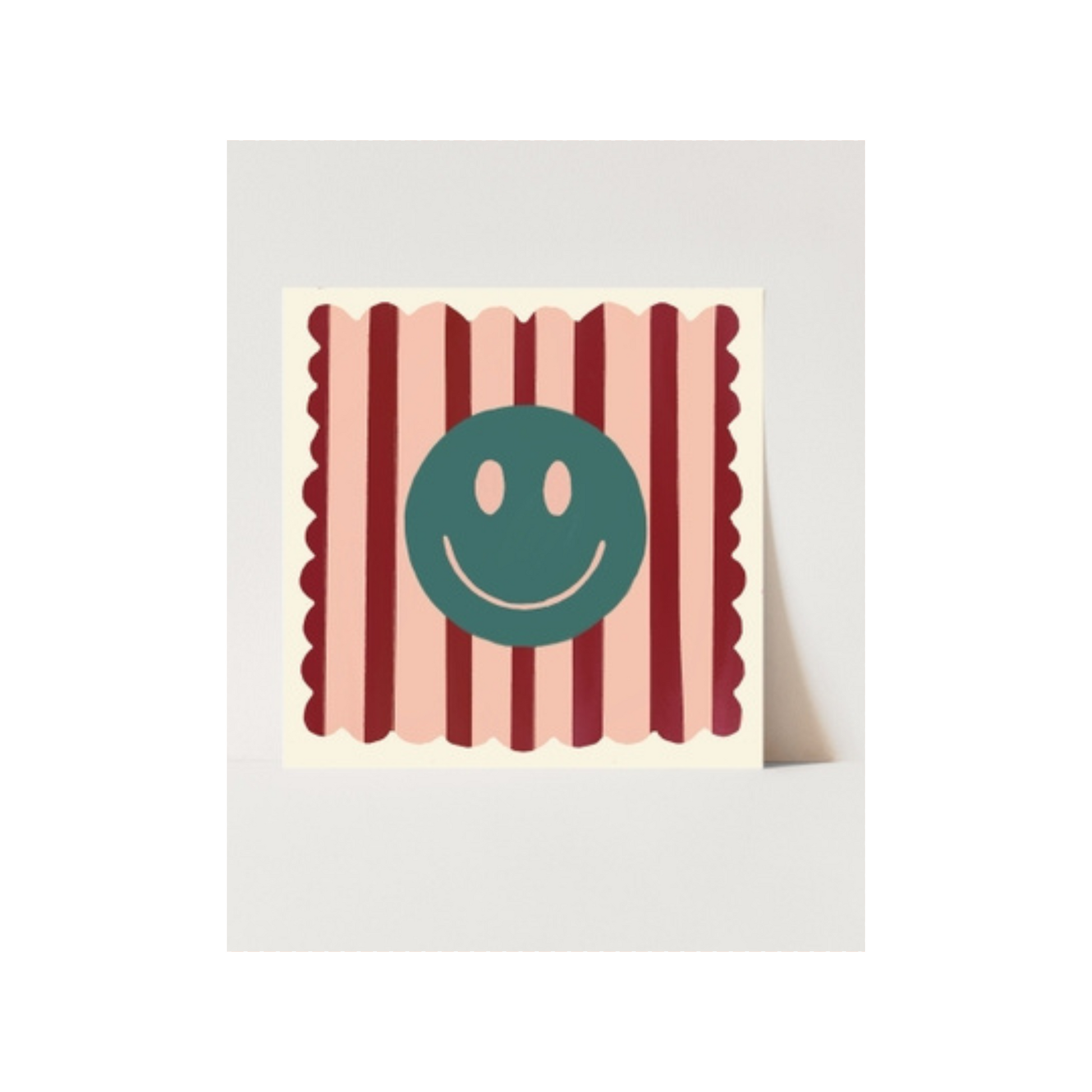 Wine Stripe Smiley Small Square Print