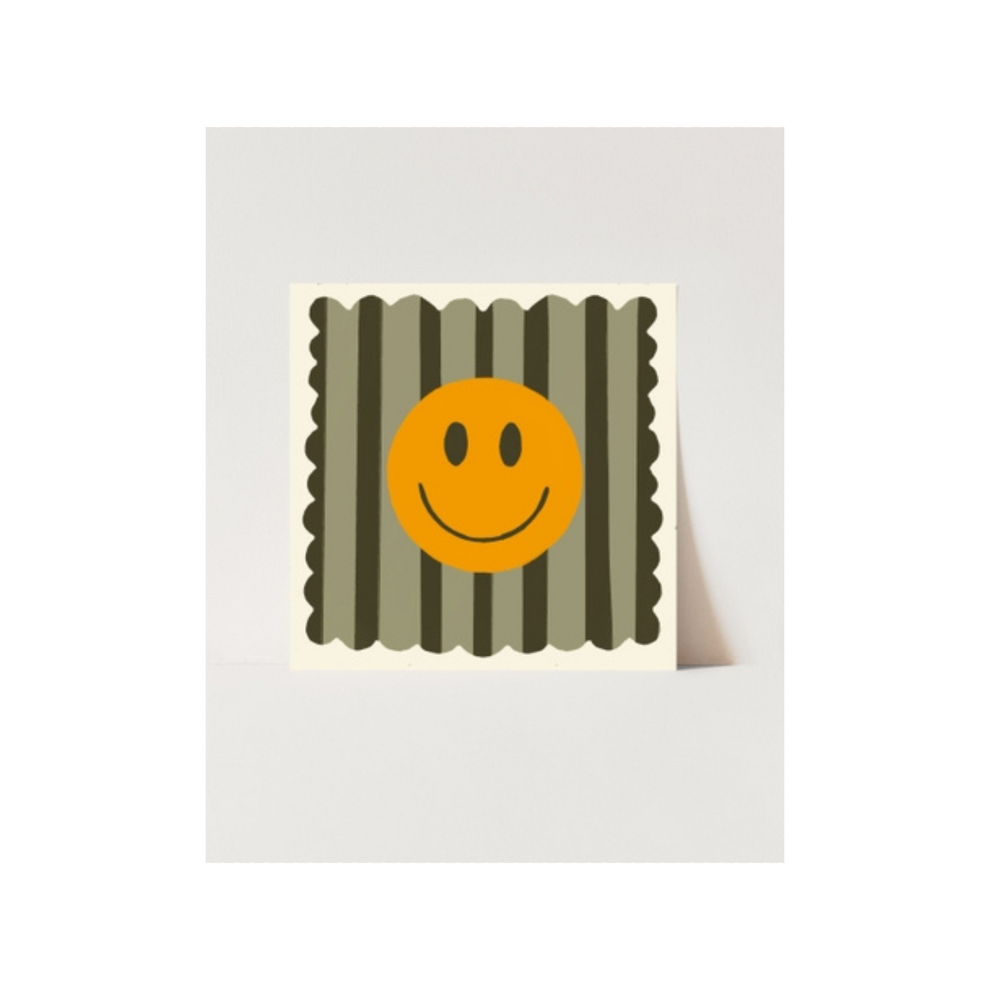 Olive Stripe Smiley Small Square Print