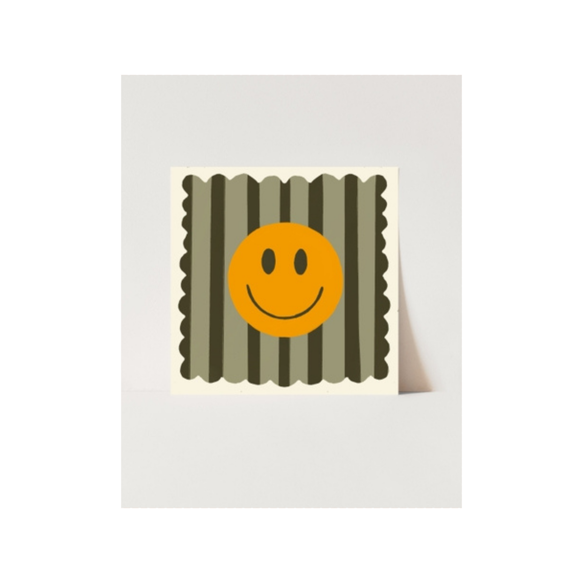 Olive Stripe Smiley Small Square Print
