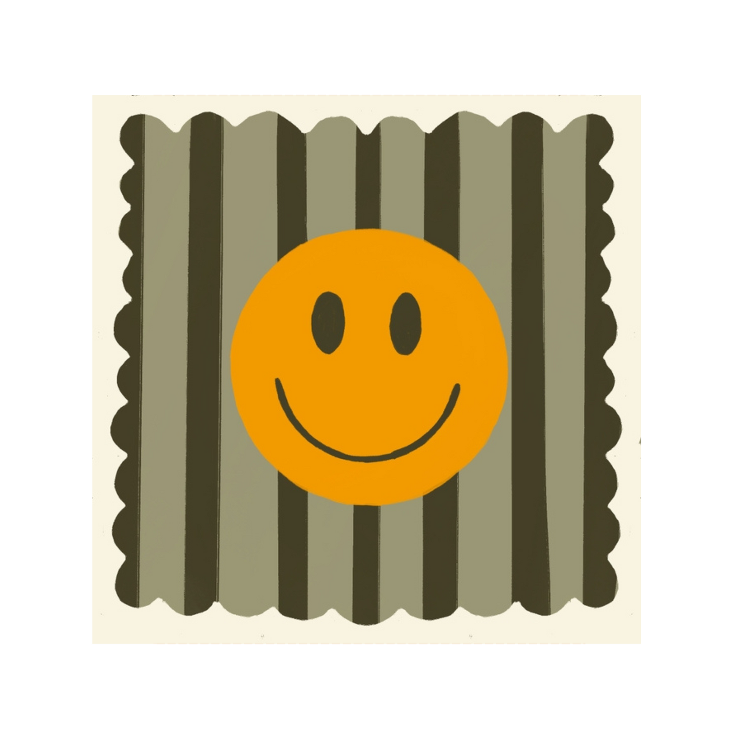 Olive Stripe Smiley Small Square Print