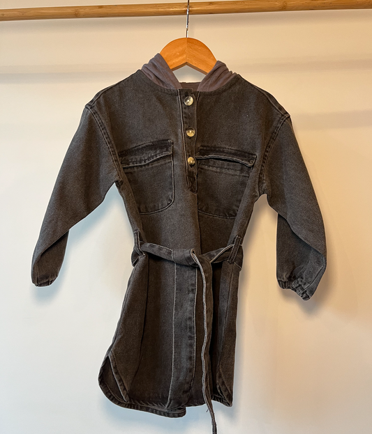 Zara, Charcoal Denim Hooded Dress, 2 - 3 Years