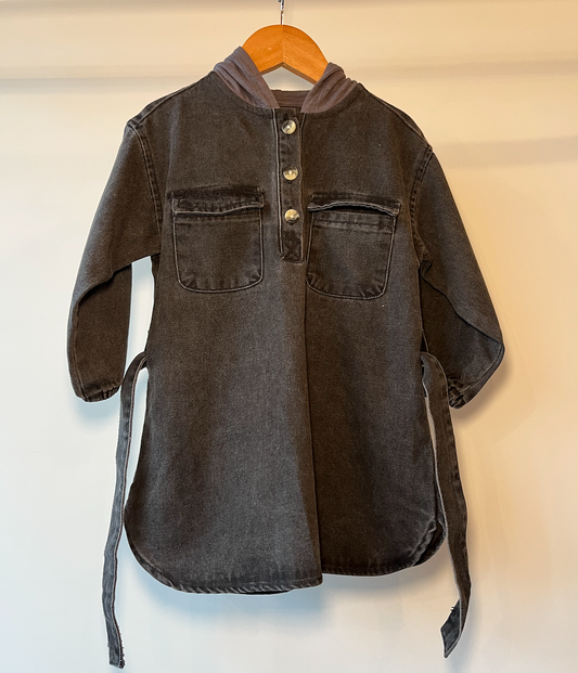 Zara, Charcoal Denim Hooded Dress, 2 - 3 Years
