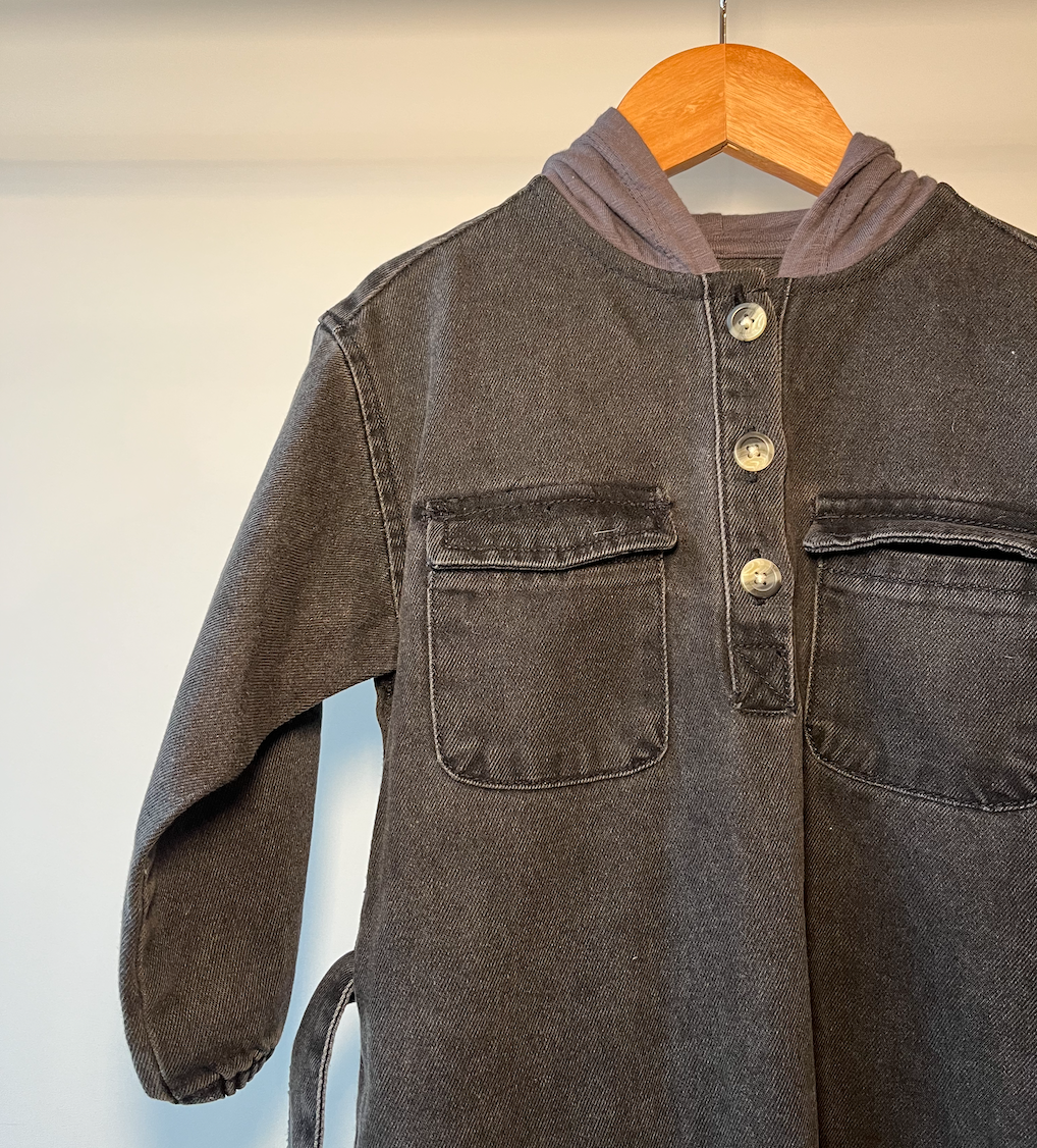 Zara, Charcoal Denim Hooded Dress, 2 - 3 Years