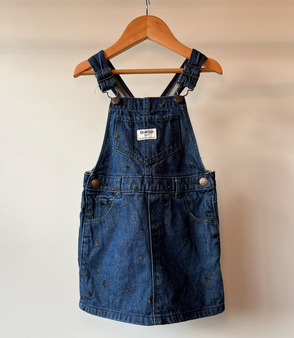 OshKosh B'Gosh, Dark Denim Dungaree Dress with Stars, 3 - 4 Years