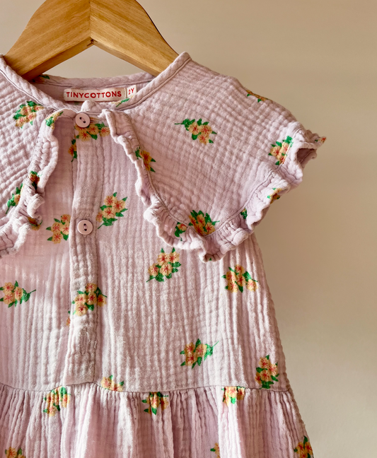 TinyCottons, Lilac Ditsy Floral Cheesecloth Dress, 2 Years