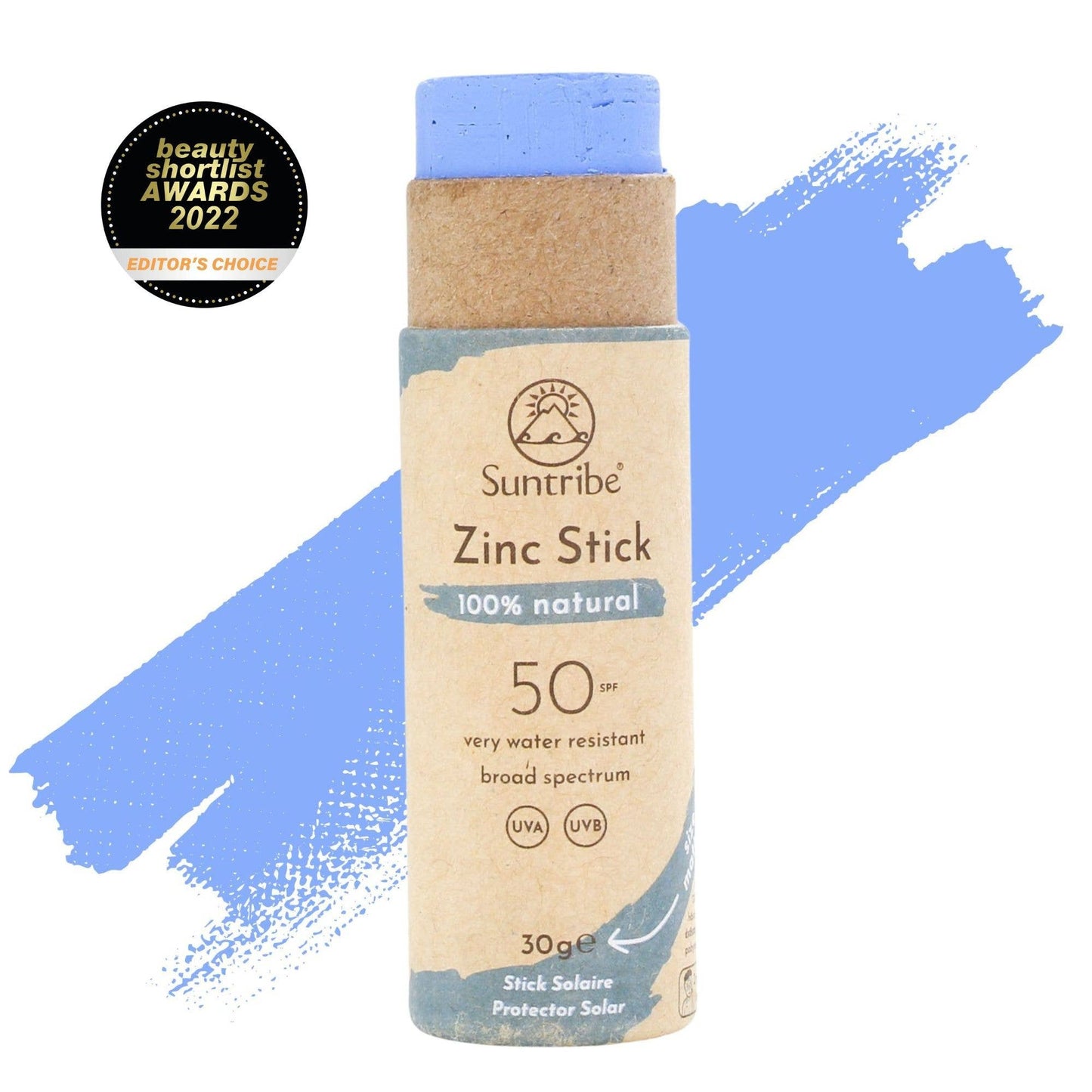 Suntribe Natural Mineral Zinc Sun Stick SPF 50 Ocean Blue