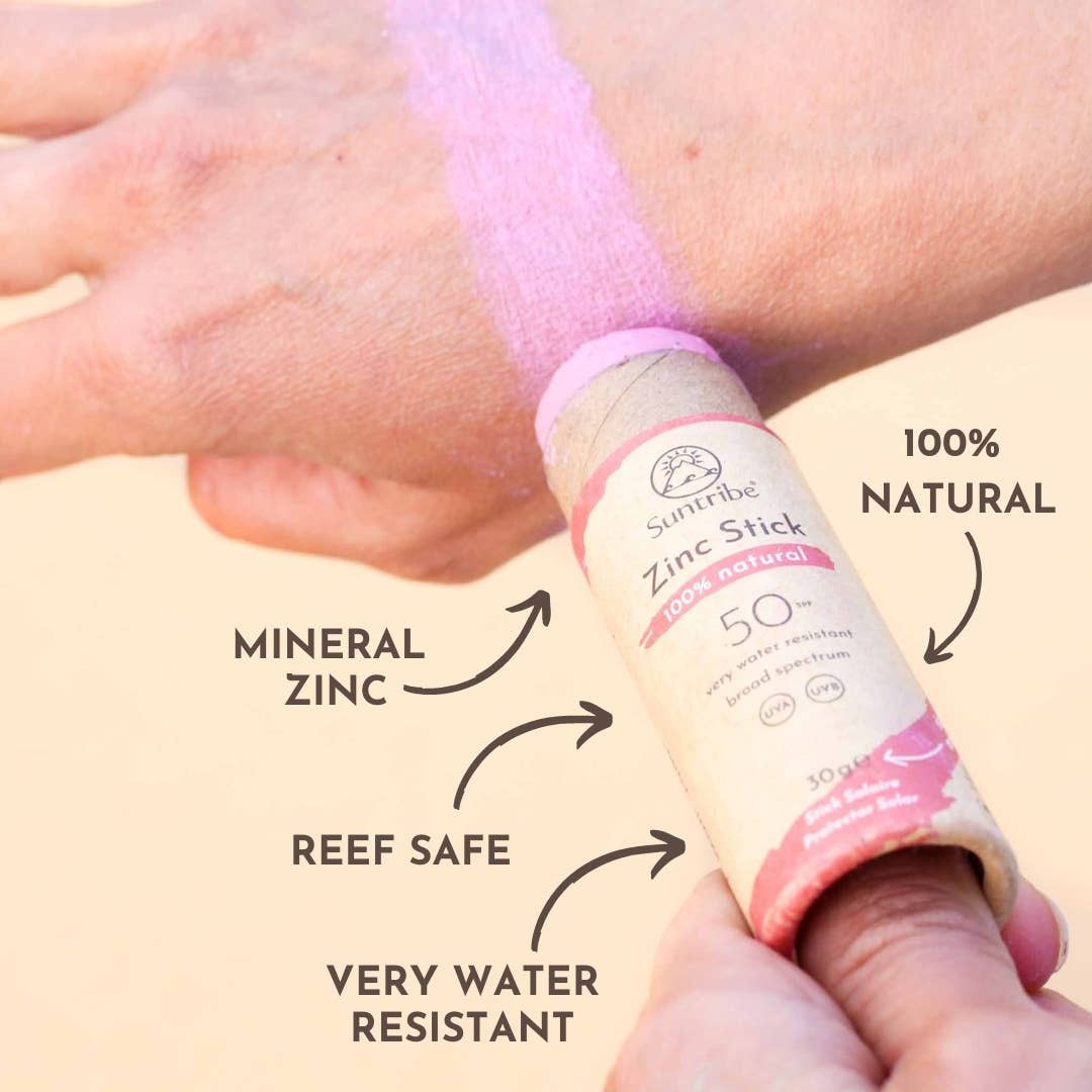 Suntribe Natural Mineral Zinc Sun Stick SPF 50 Retro Red