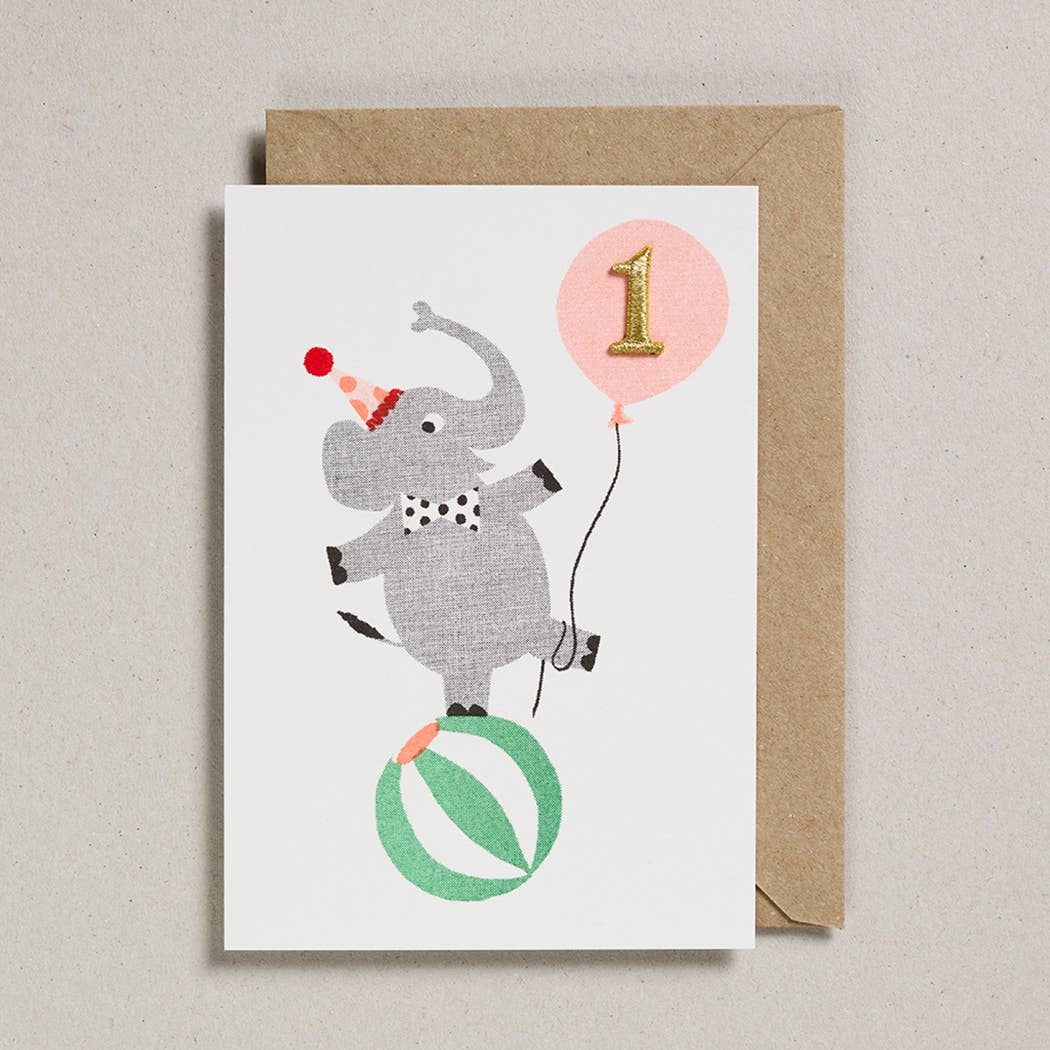 Petra Boase Cards Confetti Pets Elephant Age 1 Birthday Card