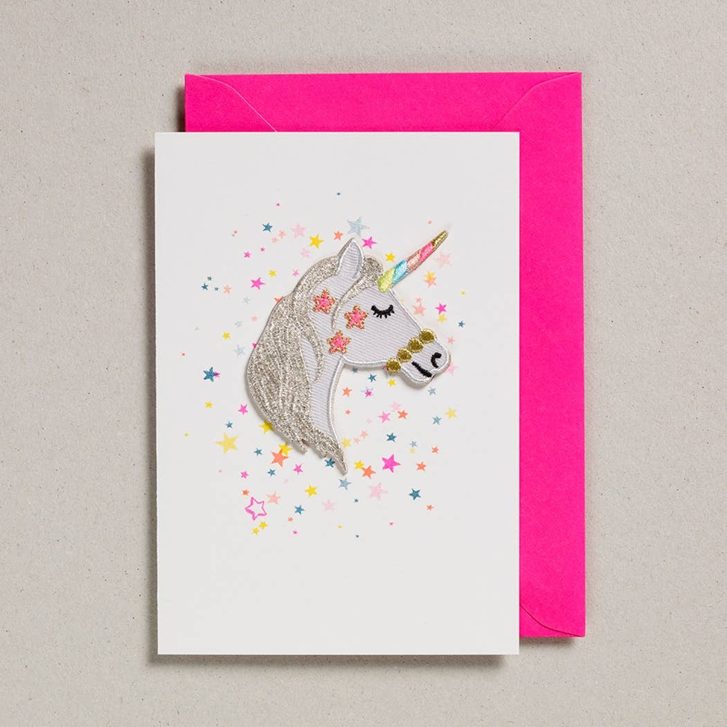 Unicorn Iron On Patch Birthday Card