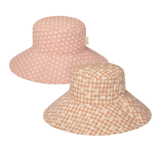 Rockahula, Daisy Gingham Reversible Sun Hat, 7 - 10 years