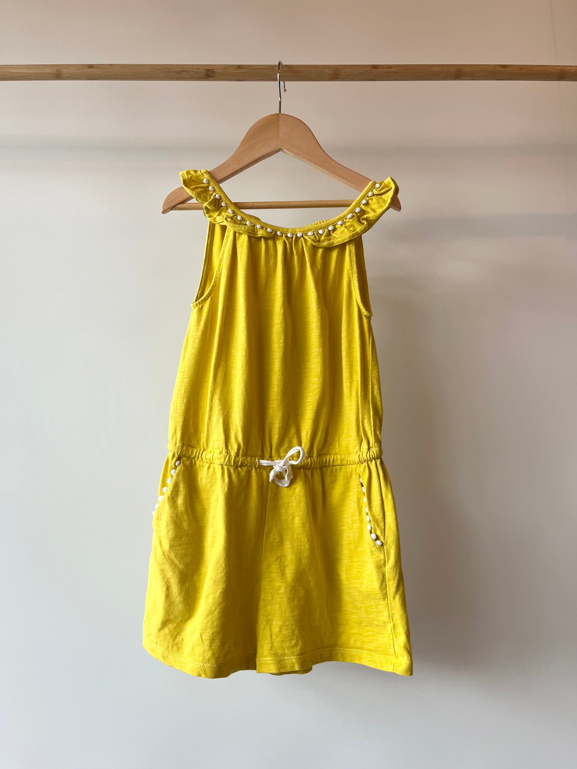 Mini Boden, Yellow Playsuit with Ruffle Detail, 6 - 7 Years